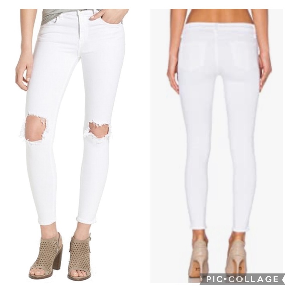 NEW! rag & bone Size 27 White With Holes Capri Denim Jeans